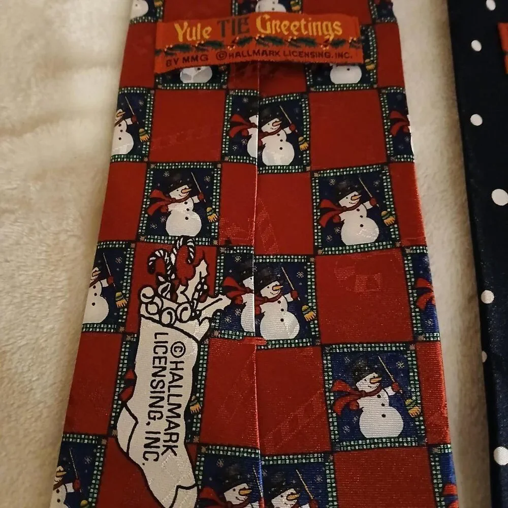 VTG Hallmark Christmas Neckties Lot of 3 Santa Reindeer Snowmen Holiday Novelty